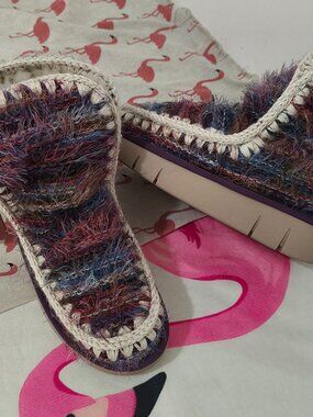 Mou Purple Plush Ankle Boots